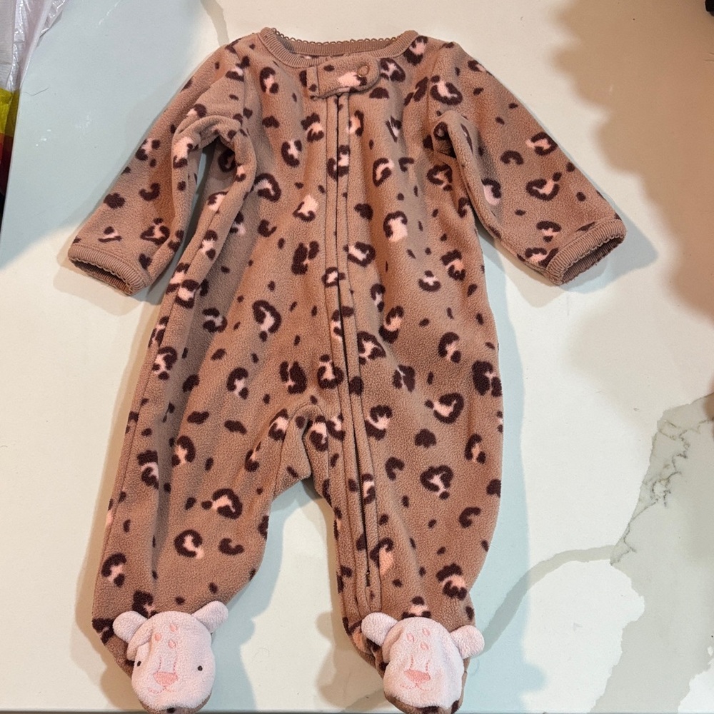 Leopard Print Fleece Kids One Piece